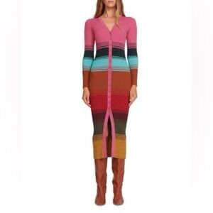 Staud Shoko Multicolor Striped Knit Dress medium